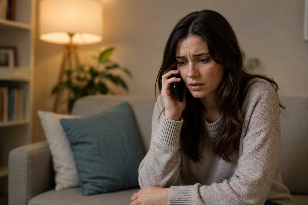 Worried Loved One Calling for Help at Night