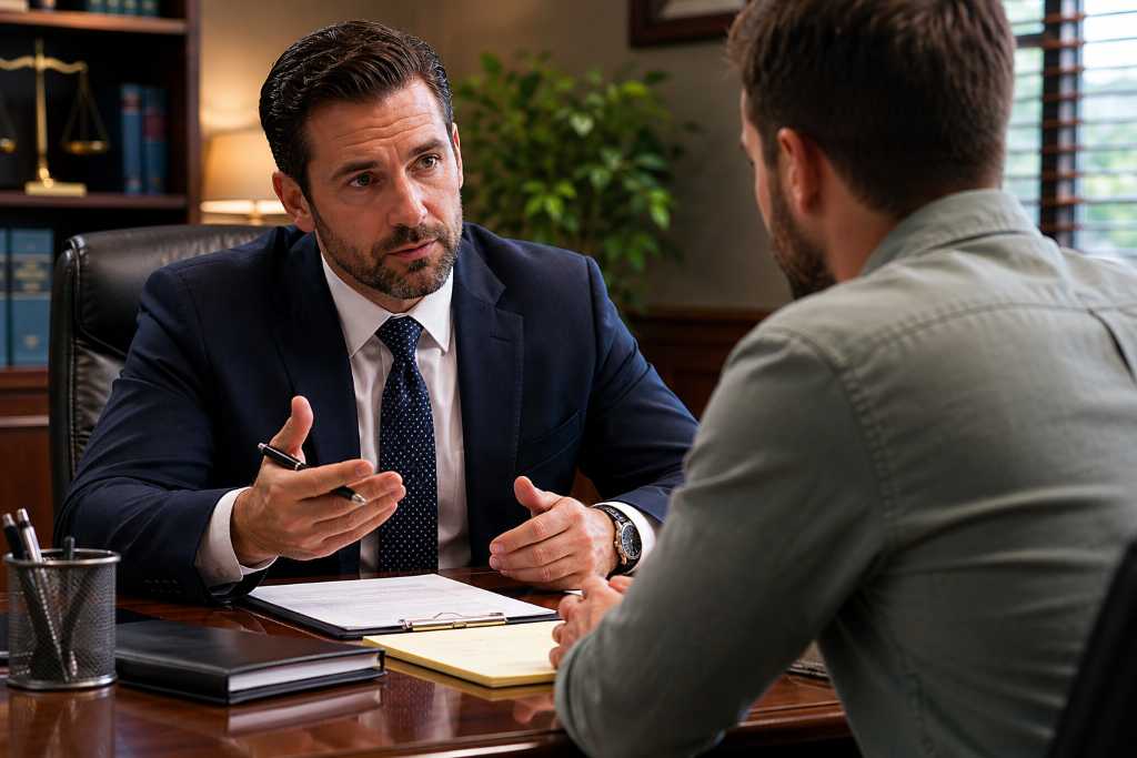 Bail Agent Talking To Client