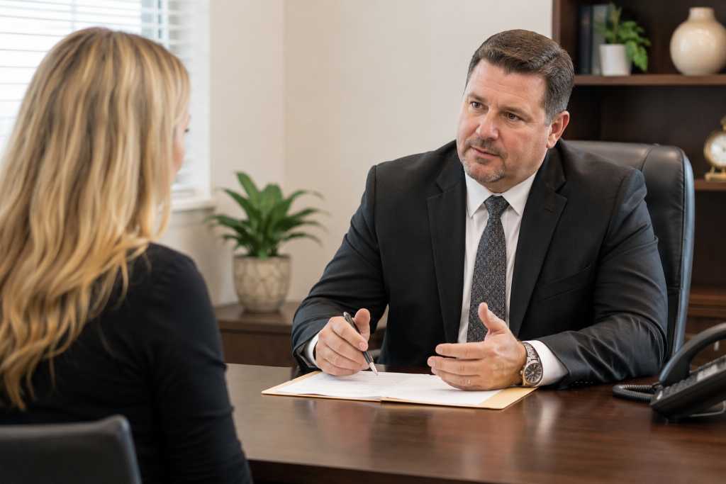 Bail Bond Office with the Client