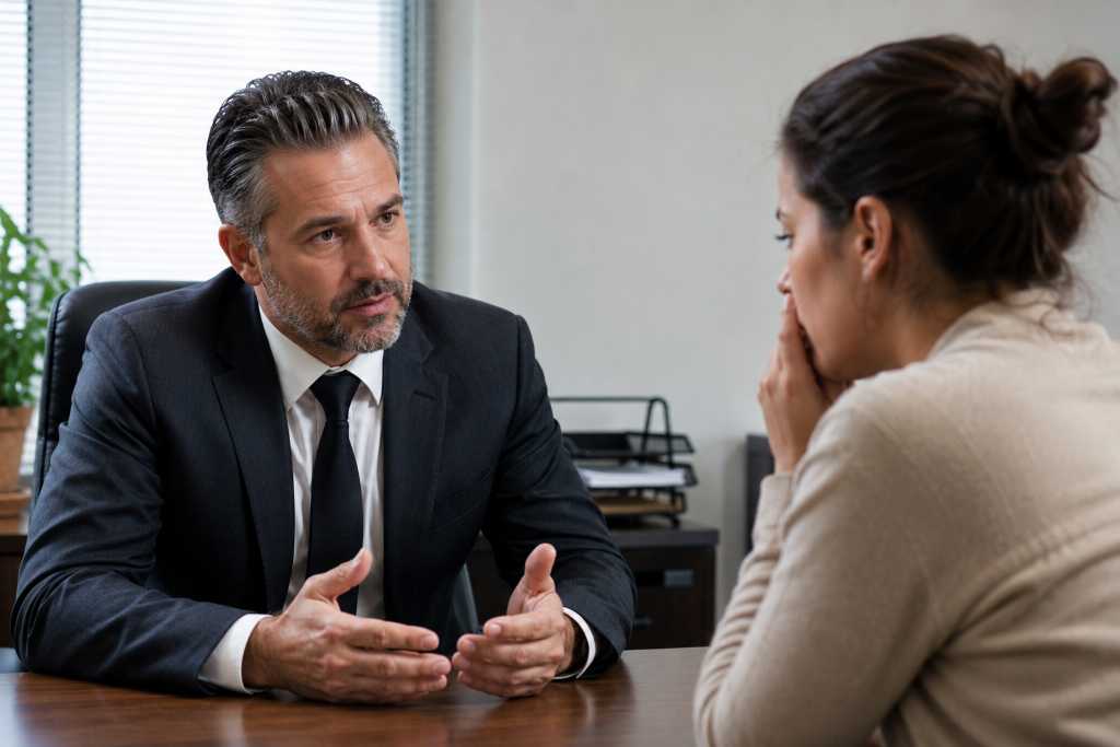 Bail Bondsman Meeting Concerned Woman