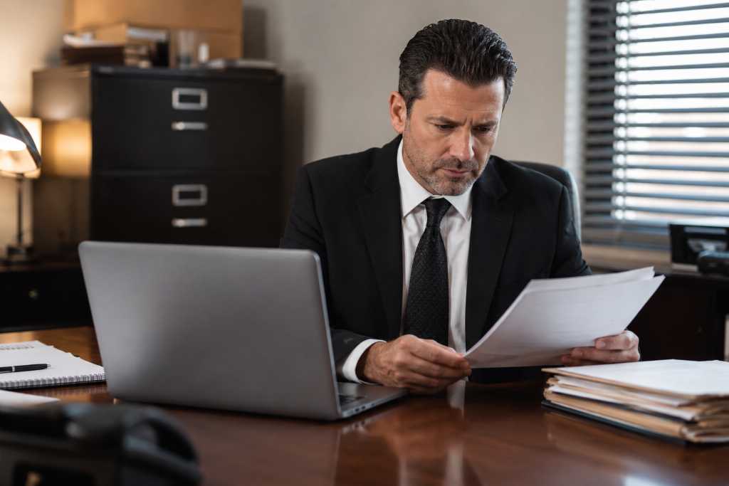 Bail Bondsman Reviewing Paperwork