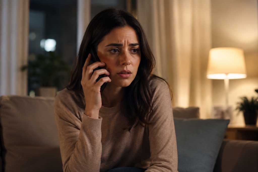 Concerned Woman Late Night Phone Call