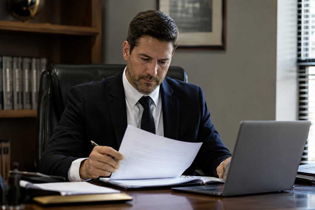 Focused Bail Bondsman Indoors