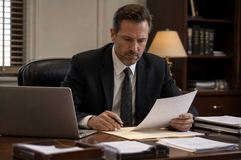 Professional Bail Bondsman At Desk