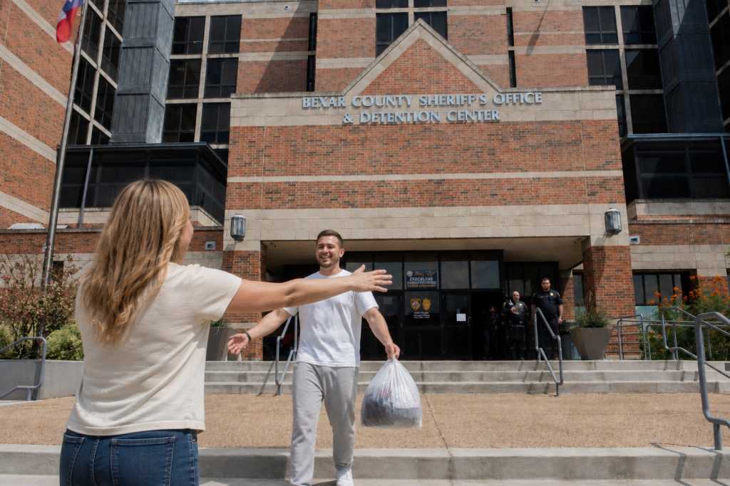 Relieved Wife Welcoming Her Released Husband