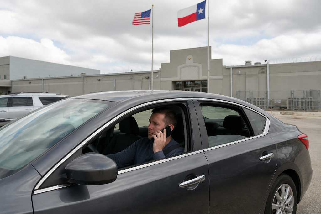 A Man waiting outside the Guadalupe County Adult Detention Center