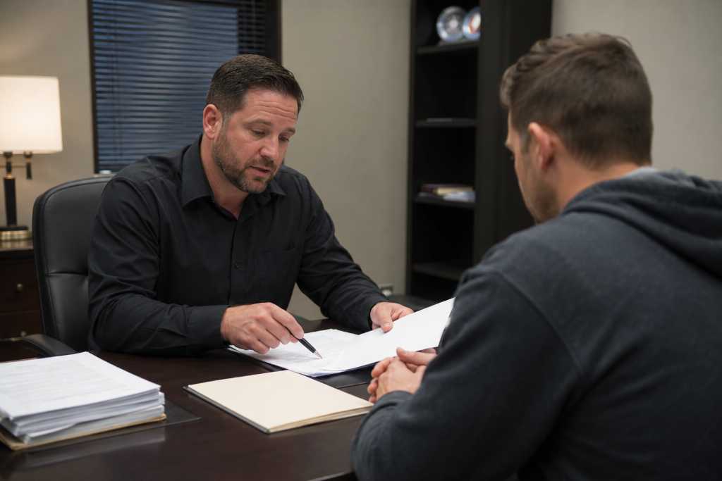 Bail Agent Reviewing Documents