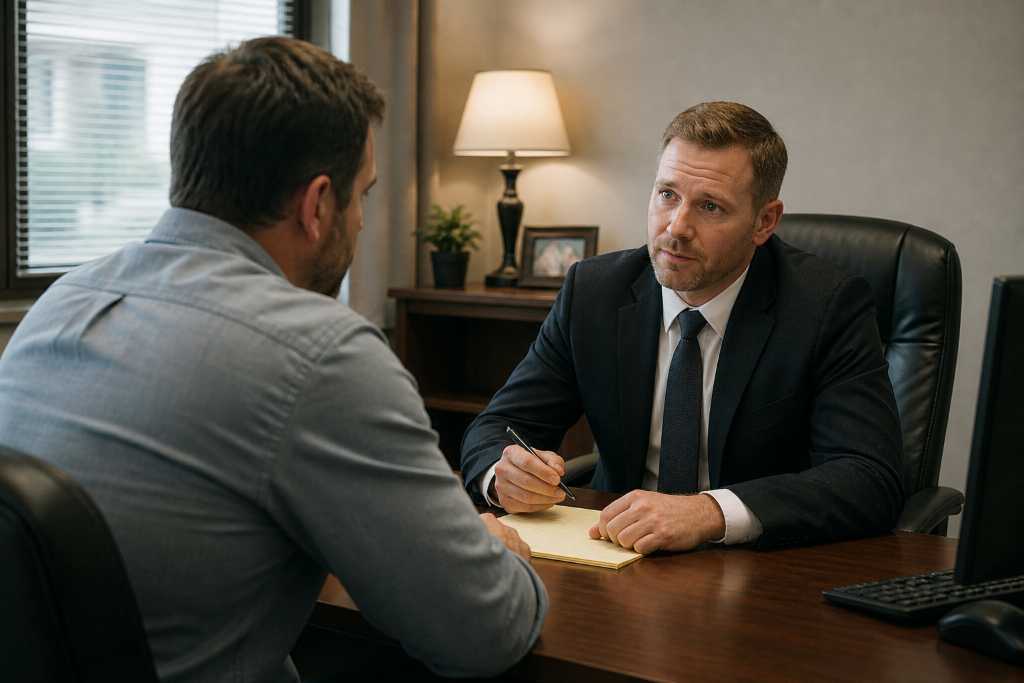 Bail Bond Agent Talking to a client