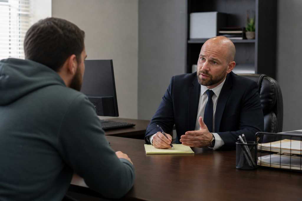 Bail Bond Agent consultation in progress