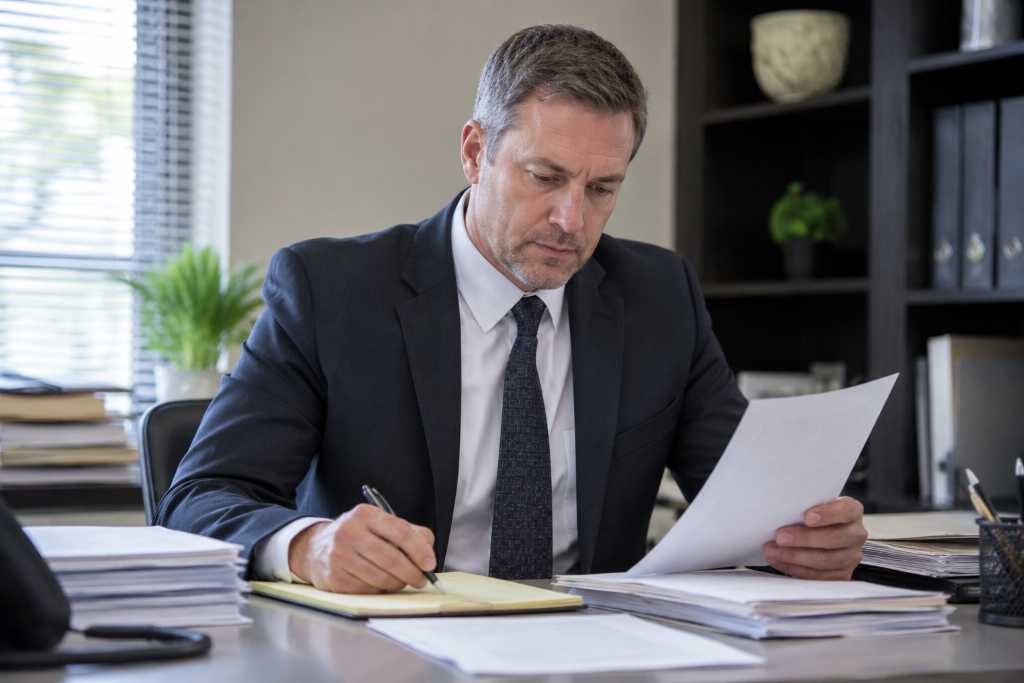 Bail Bondsman Reviewing Bond Forms