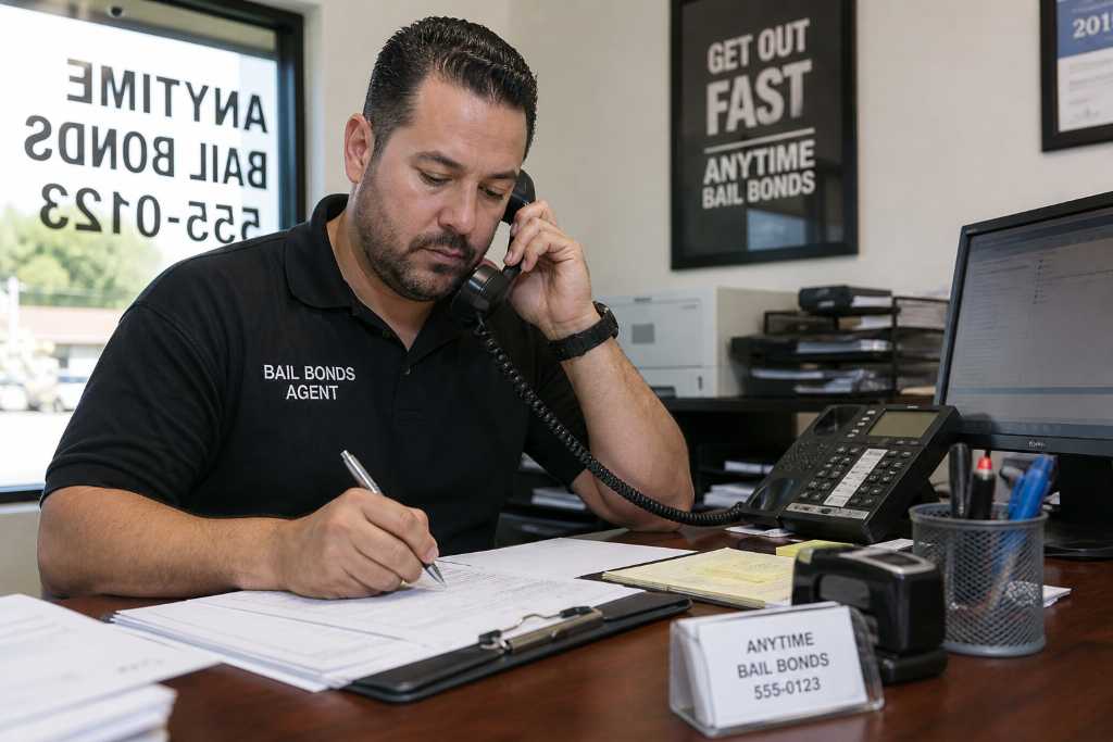 Bail bonds agent at work