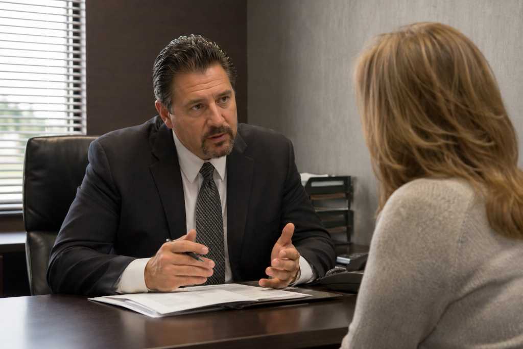 Bondsman Talking to a Female Client