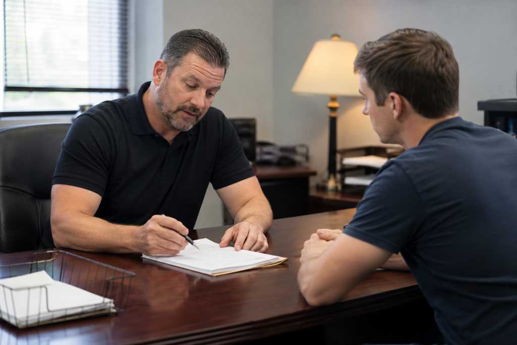 Meeting in a professional office