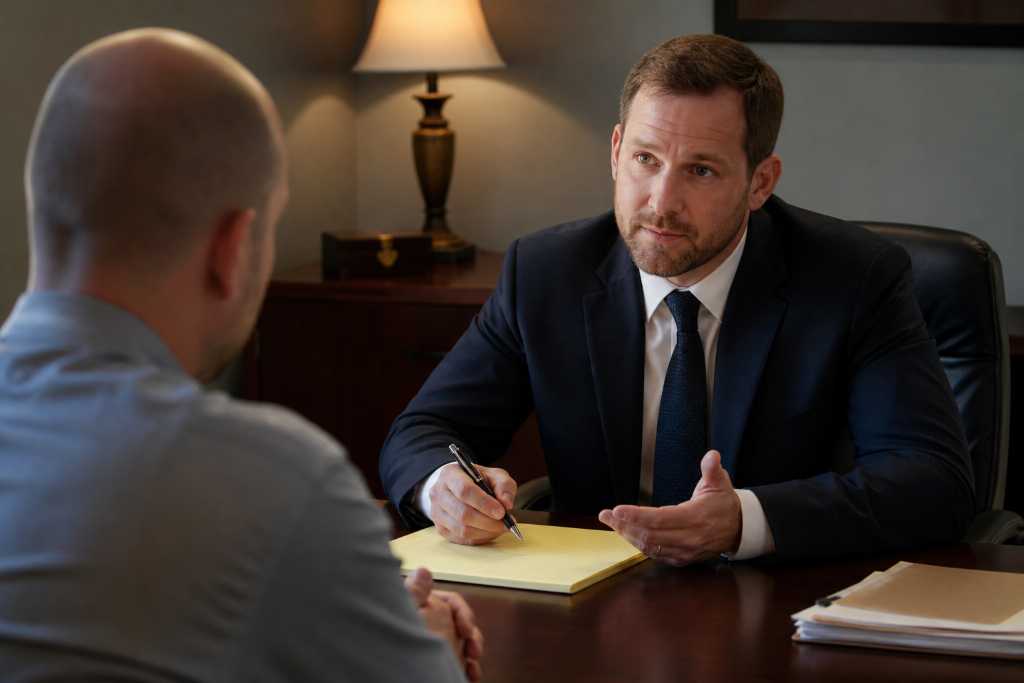 Client talking with a Bail Bond Agent