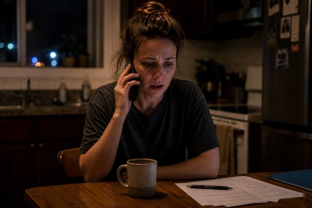 Late night phone call in the kitchen