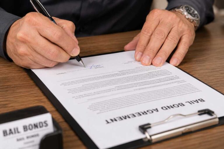Signing the bail bond agreement