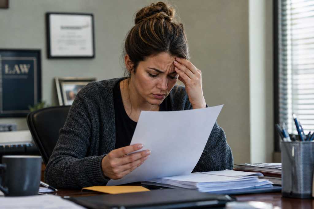 Stressed office worker at desk