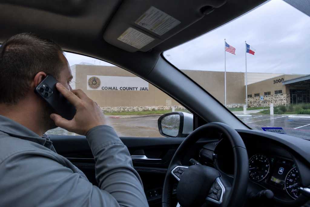Waiting outside at Comal County Jail