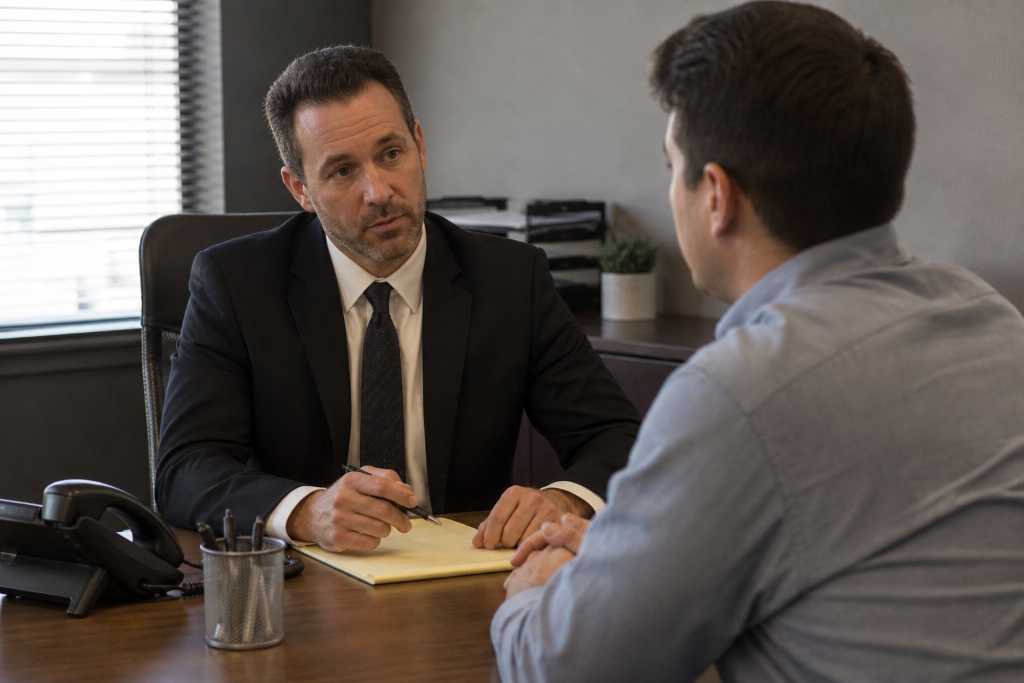 Bail bonds consultation in modern office