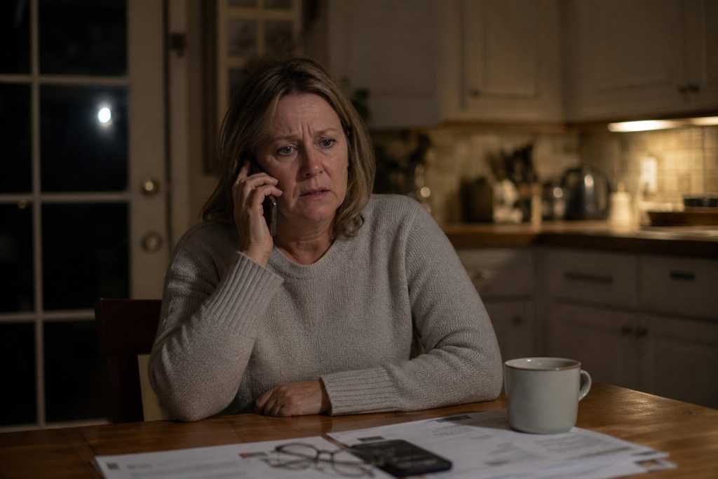 Worried Woman doing a phone call