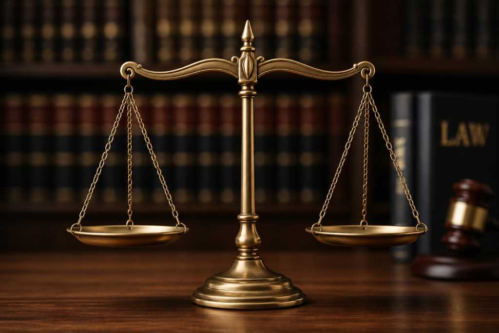scales of justice in library