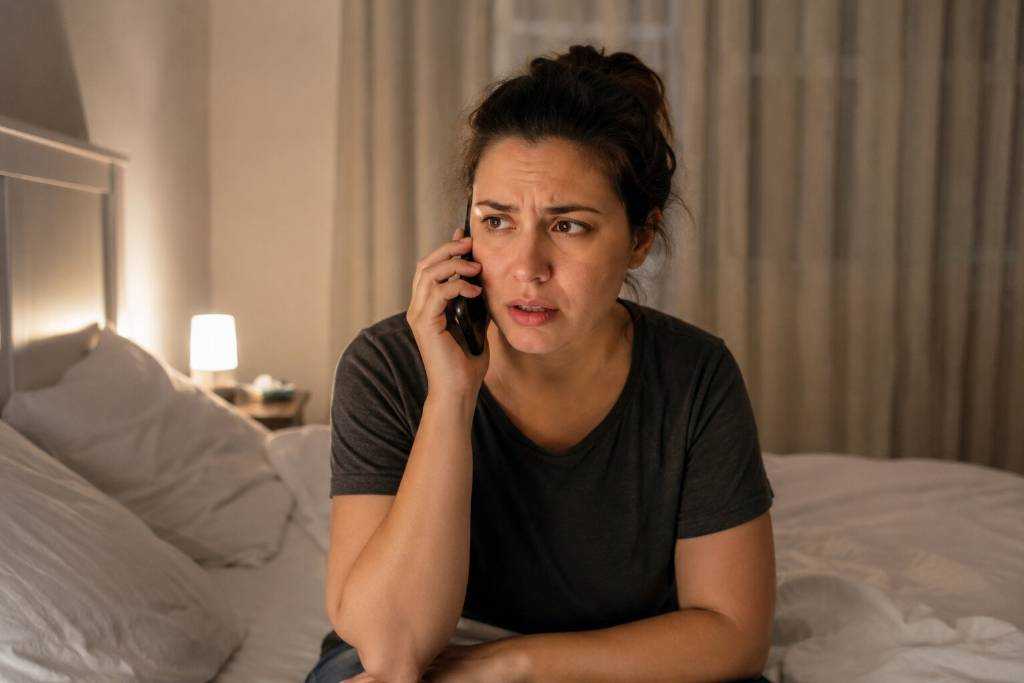 Anxious Spouse On Phone
